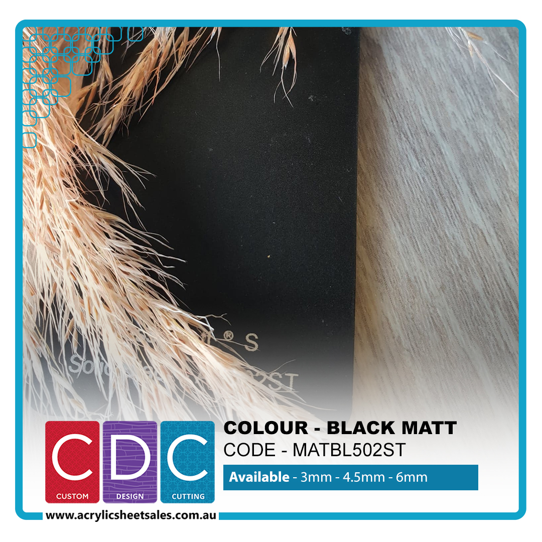 A4 4.5mm Black Matt Acrylic Sheet (MATBL502ST)