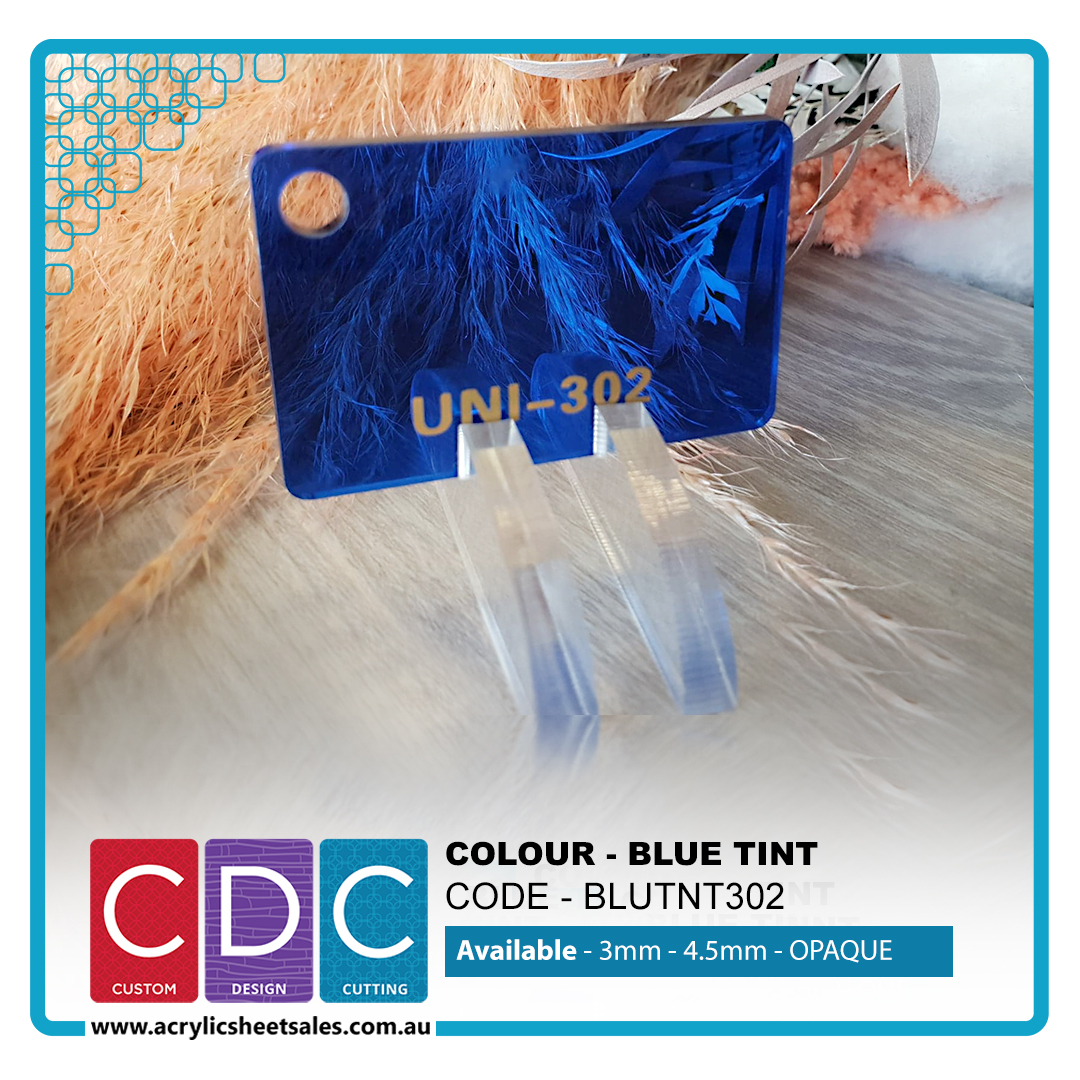 A4 3mm Blue tint Acrylic Sheet (BLUTNT302)